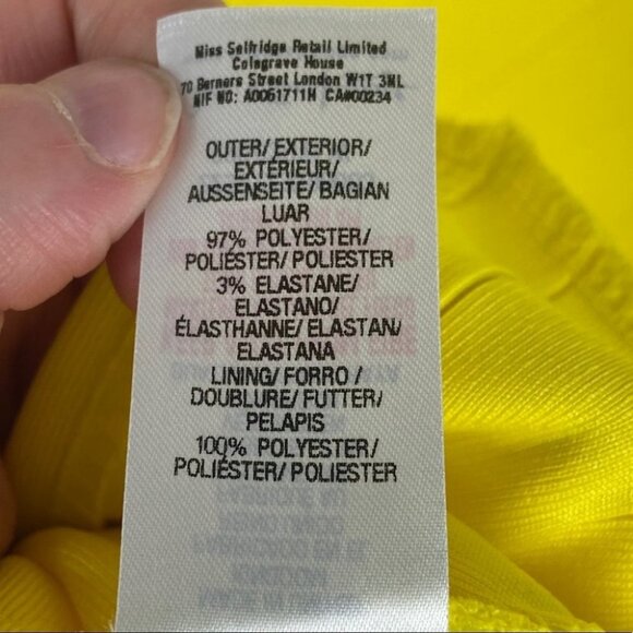 NWT Miss Selfridge Yellow Mini Dress Asymmetric Hem Size 0 New With‎ Tags Boho - Picture 9 of 13